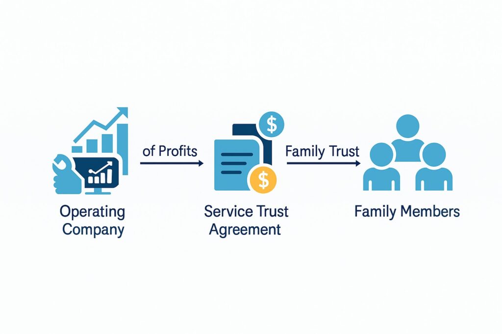 Service trust for trapped profits in a company