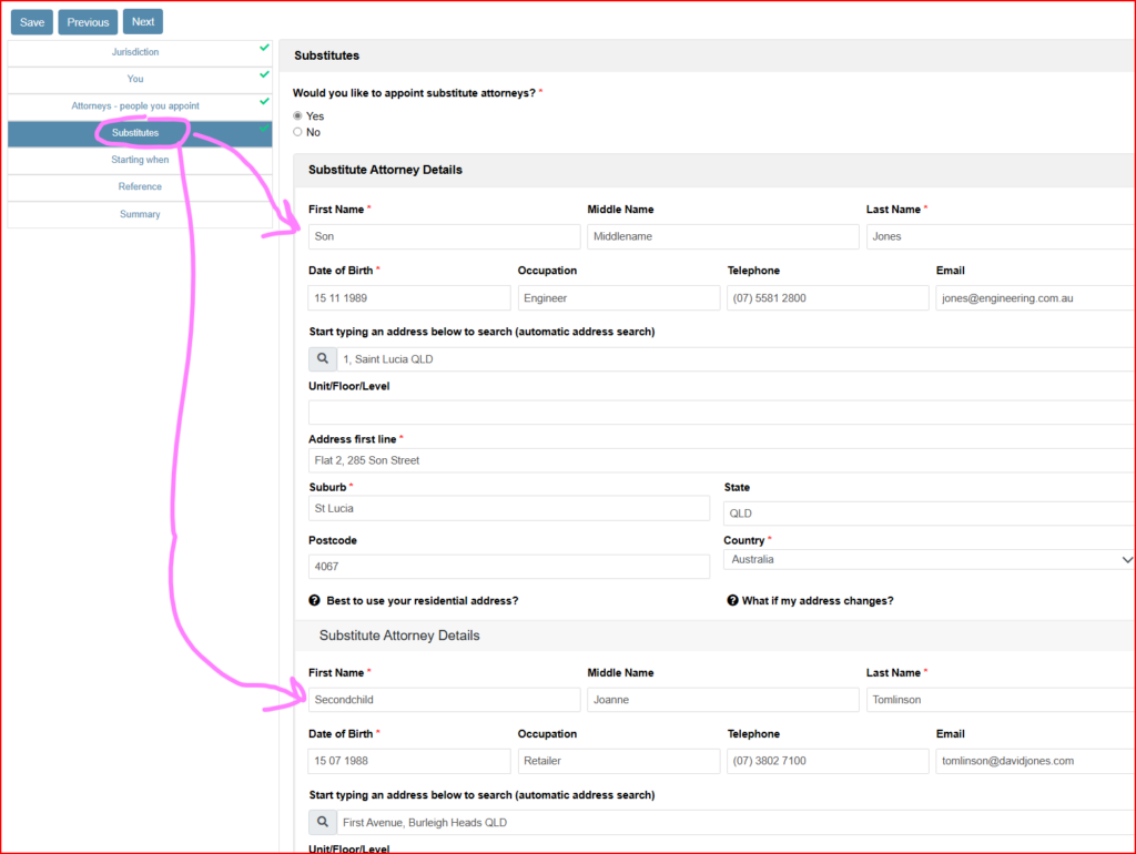 appointing two children as successive attorneys in a QLD POA