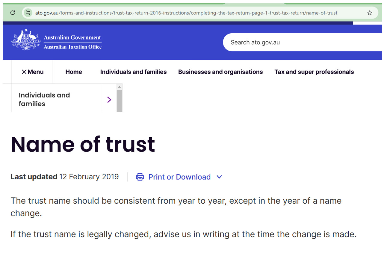 ATO wants to know if you change the name of your family trust