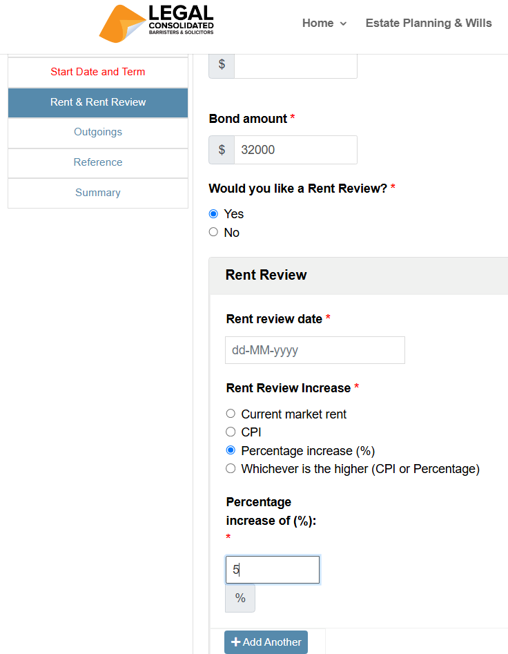 commercial lease rent review clause