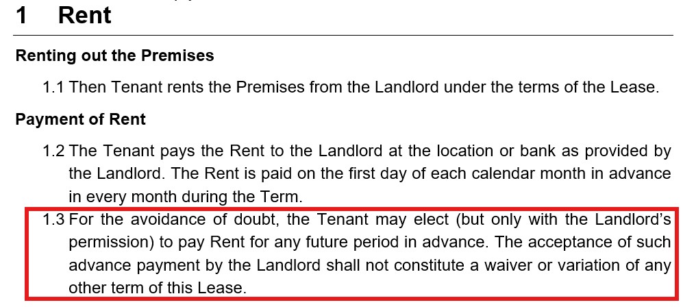 pay rent in advance