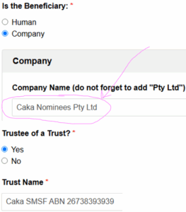 the trustee of the SMSF is repeated again here and the SMSF is clearly stated