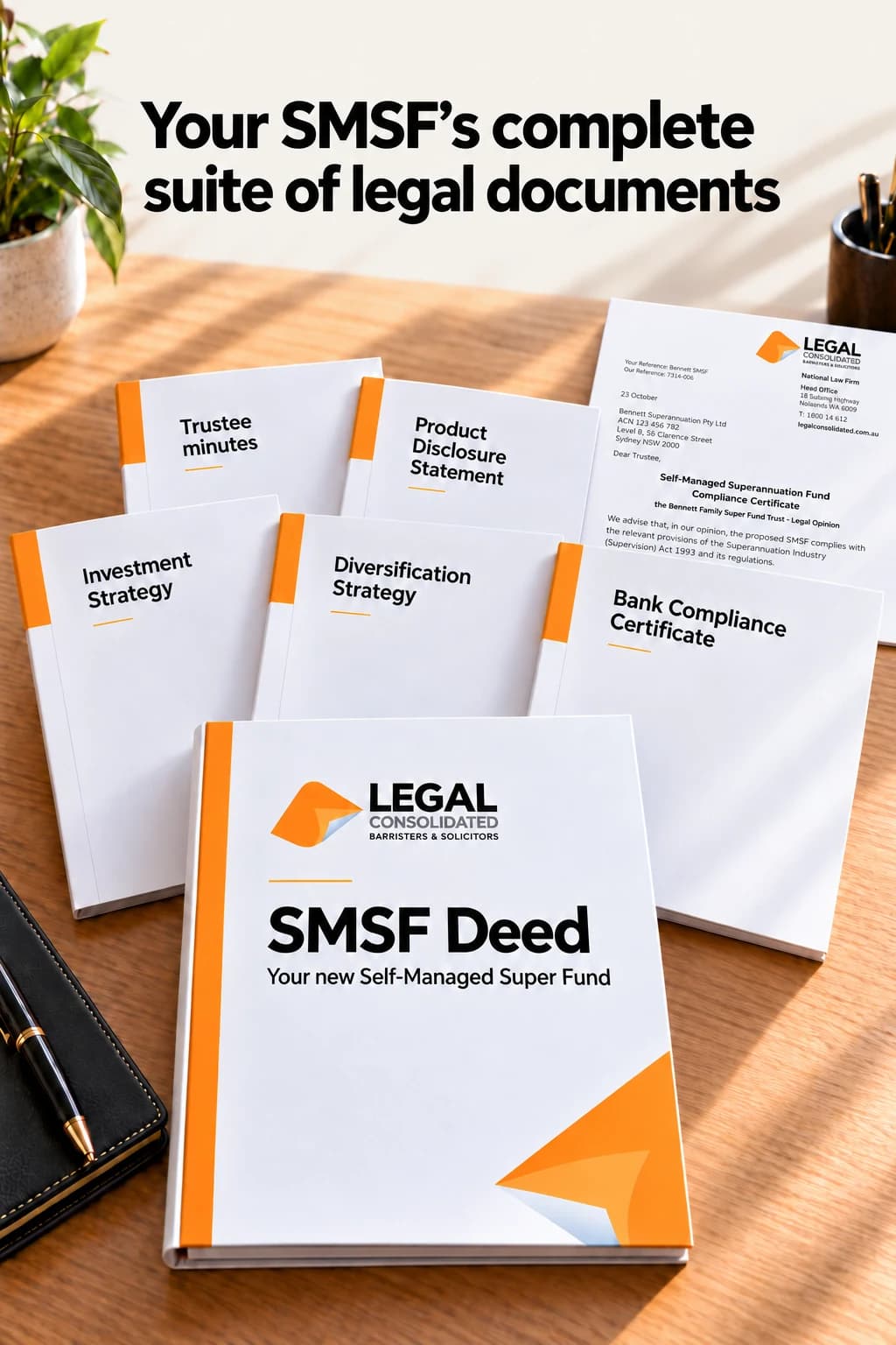 Your SMSF’s complete suite of legal documents — SMSF Deed and six supporting documents from Legal Consolidated