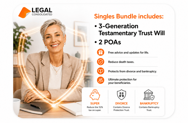 3 Generation Testamentary Trust Will singles bundle