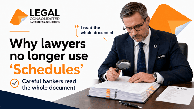 lawyers no longer use schedules in their documents
