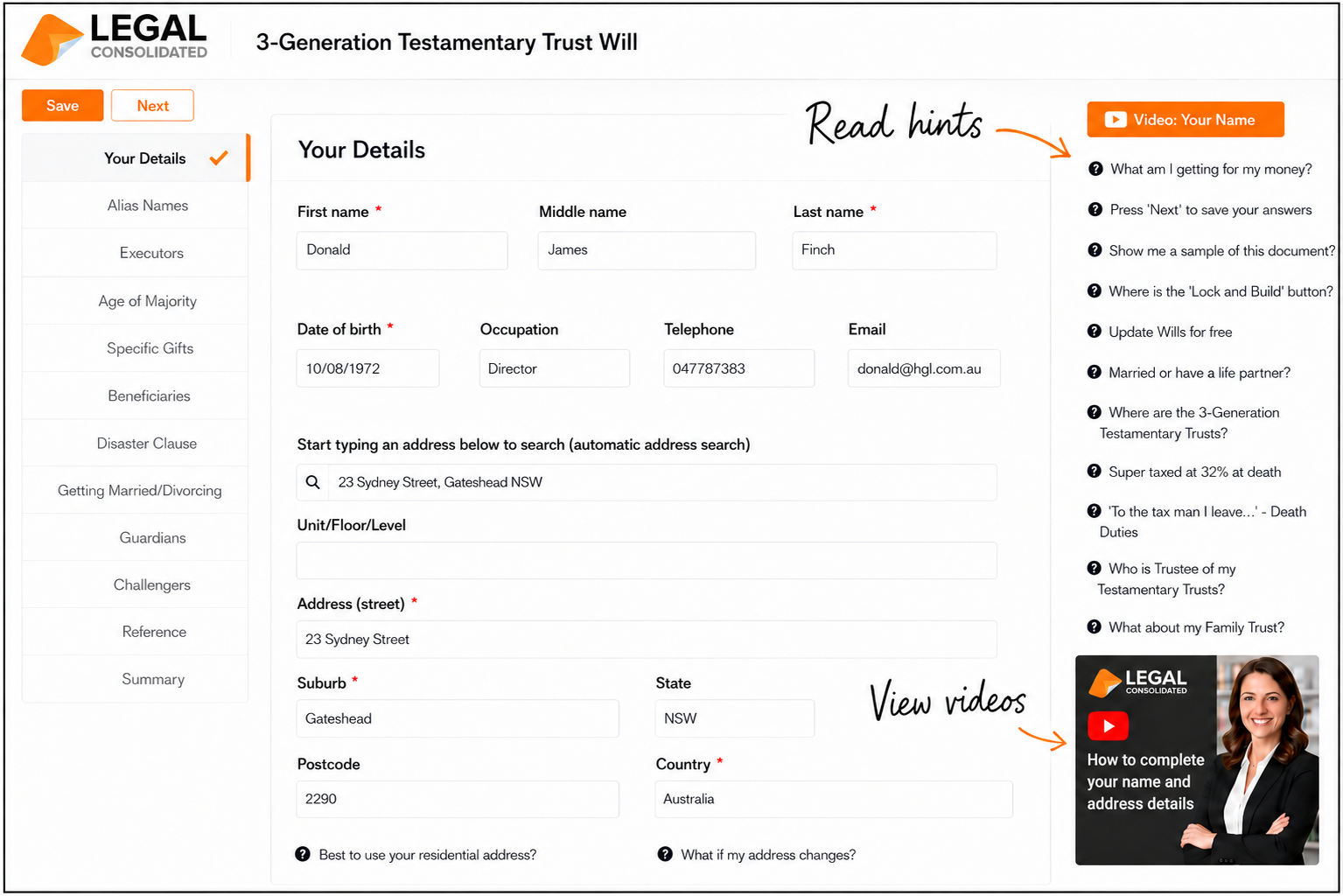 3 Generation Testamentary Trust Will Single no death tax