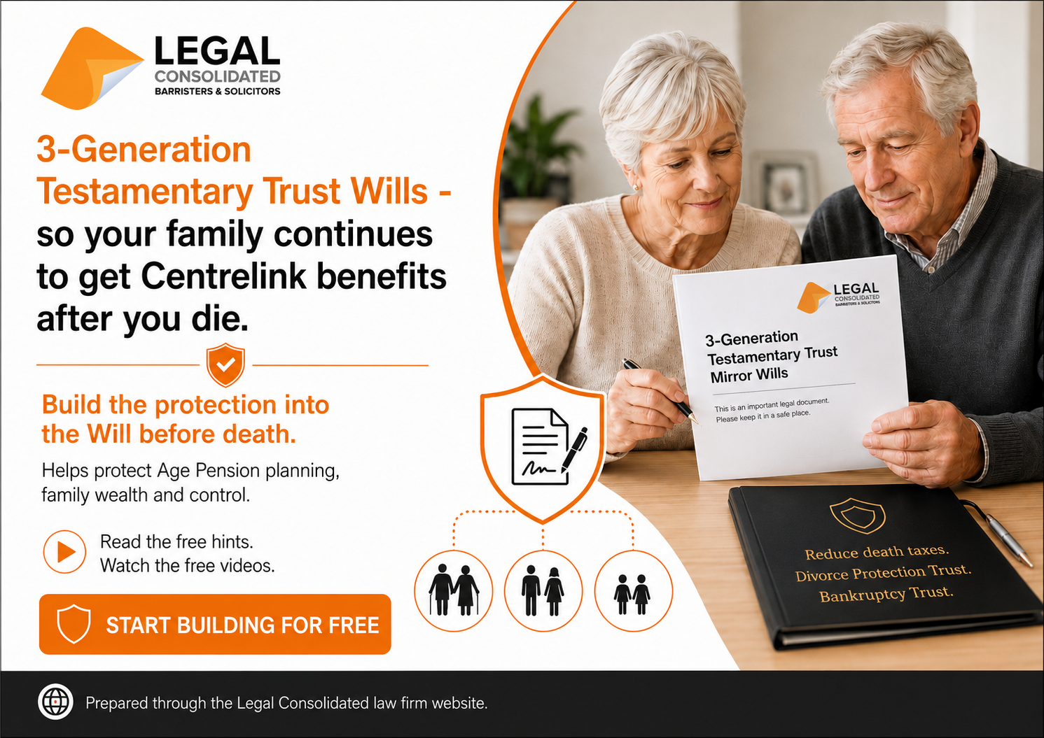 I want a Will the allows my beneficiaries to get Centrelink benefits after I die