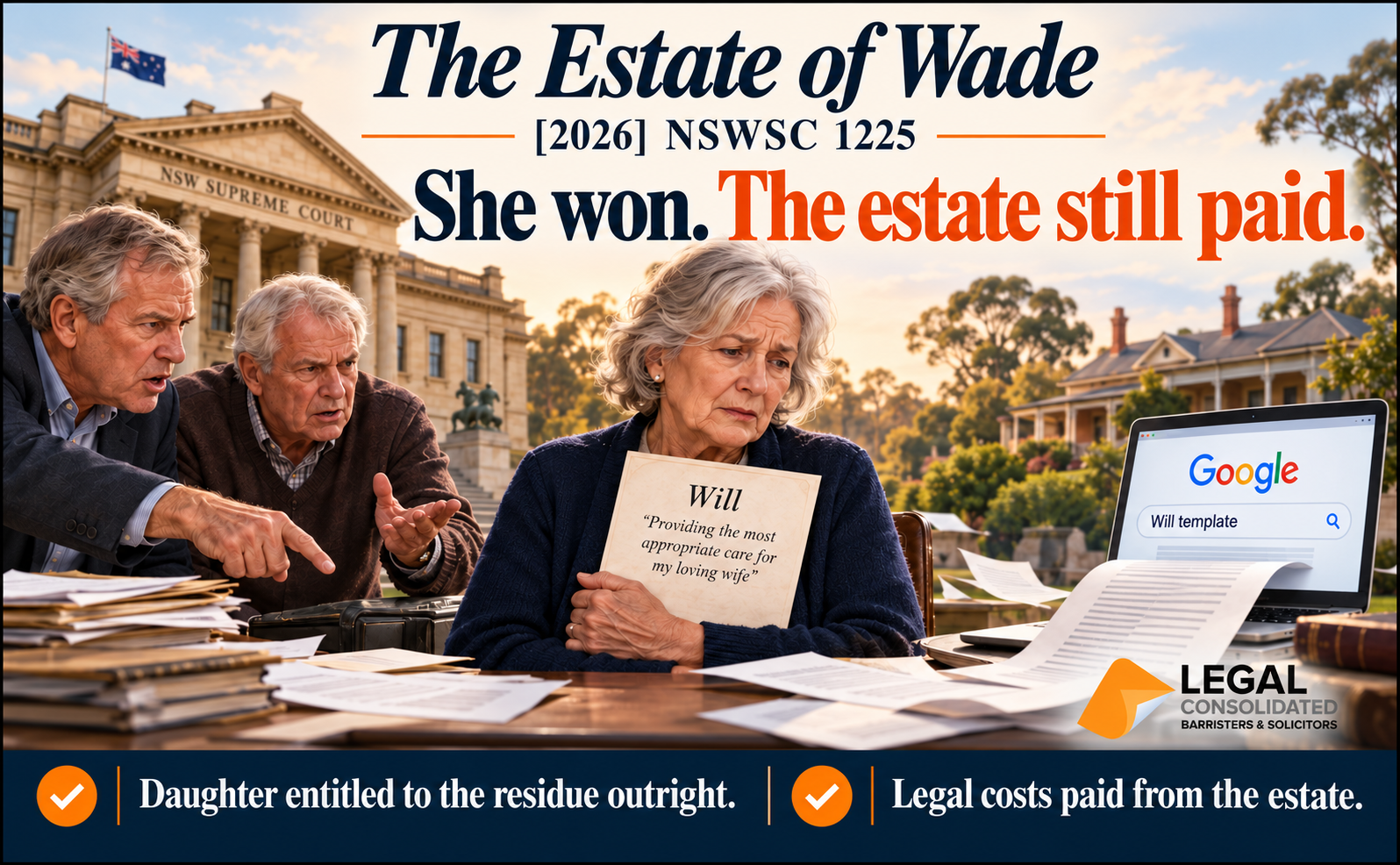 Estate of Wade Google Will home made Will costs money to enforce