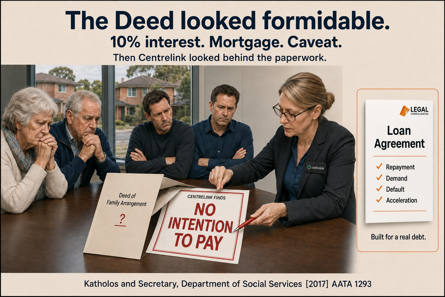 Katholos and Secretary, Department of Social Services (Social services second review) Centrelink requires a binding Loan Deed