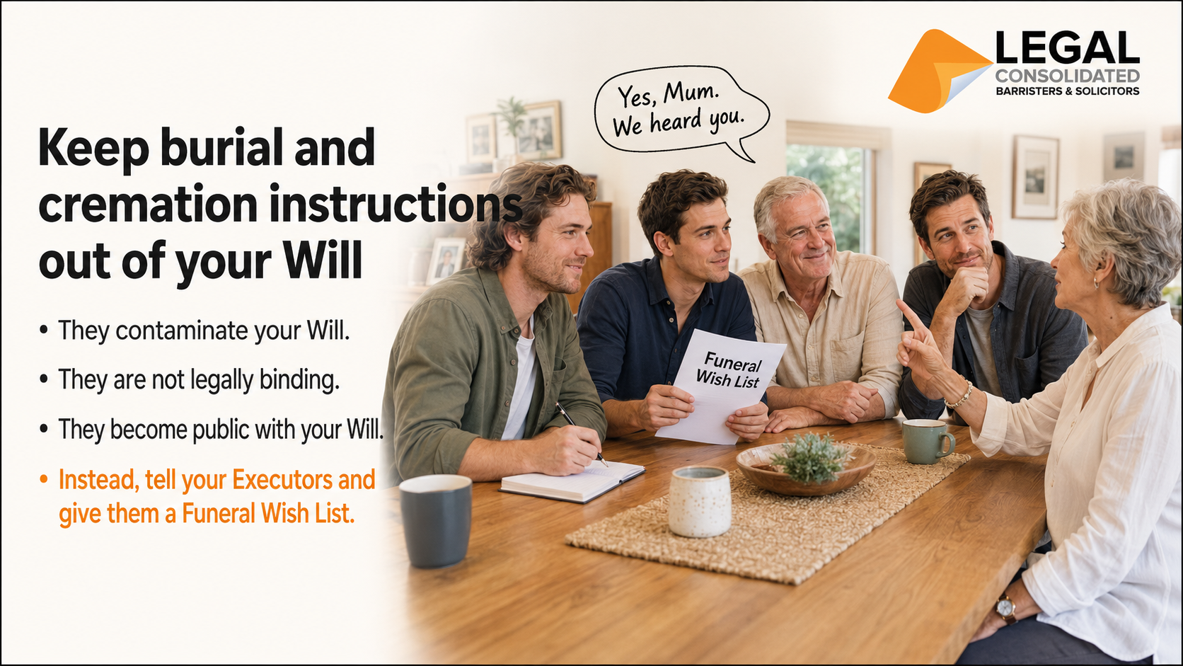 Keep funeral wishes out of your Will
