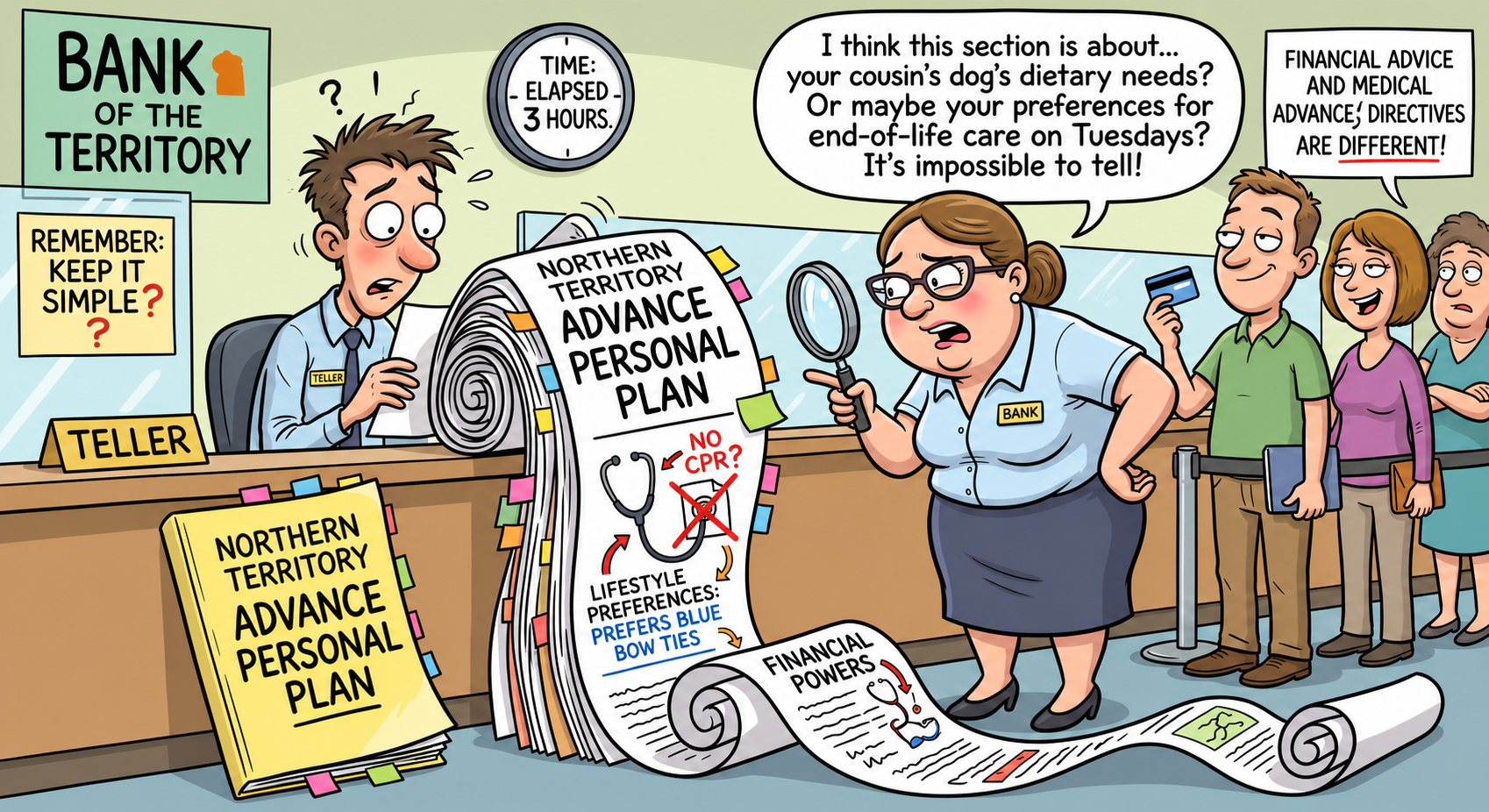 Do not mix a finance NT Advance Personal Plan with a lifestyle/medical APP. Keep your financial affairs strictly separate from your health and end-of-life directives to avoid this exact administrative nightmare!
