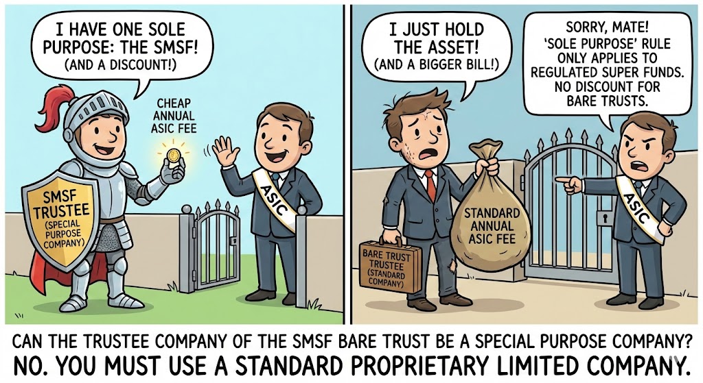 SMSF Bare Trust must use a standard Pty Ltd NOT a Special purpose company