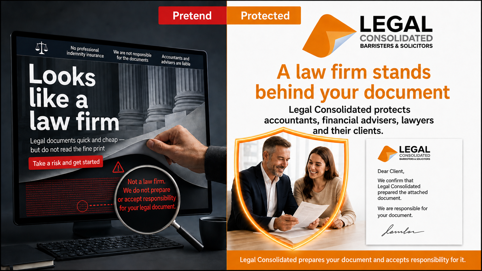 legal document website is not a law firm pretend law firm