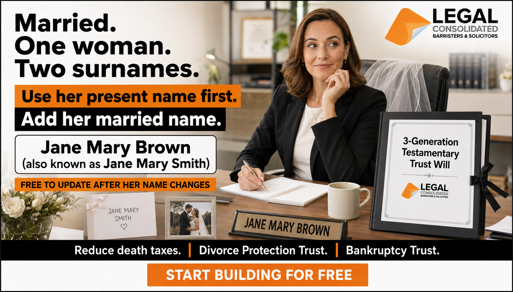 maiden name in last will and testament and POAs name change