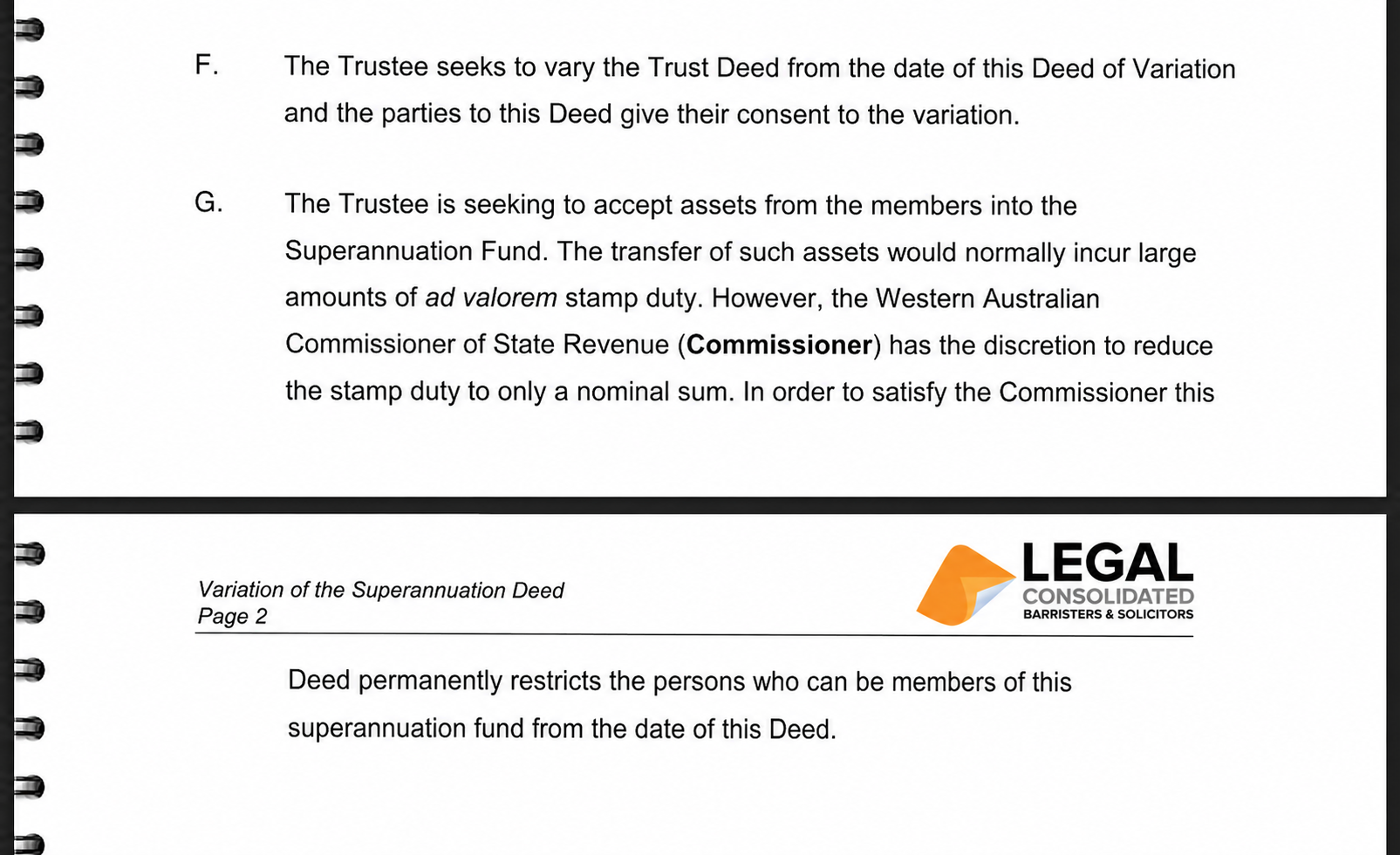 stamp duty concession has to be grandfathered in the SMSF