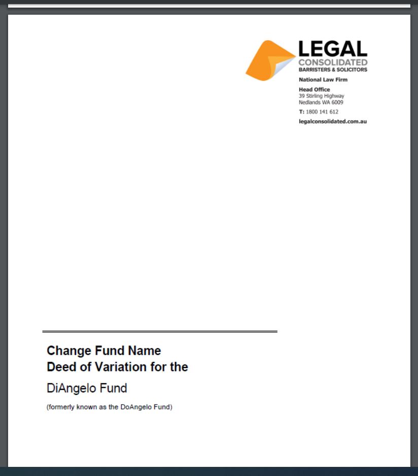 Change SMSF name on Aust law firm website. Update SMSF Deed